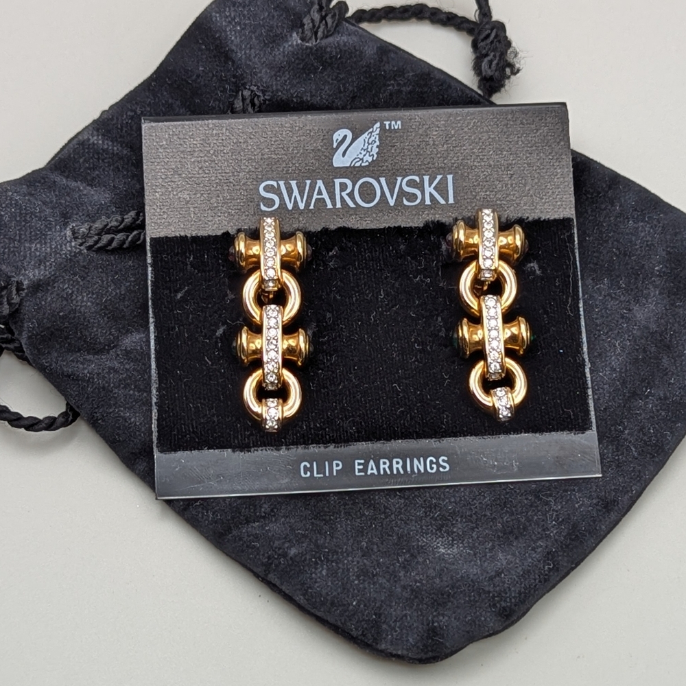 Vintage Swarovski Drop Earrings Clip Back NEW